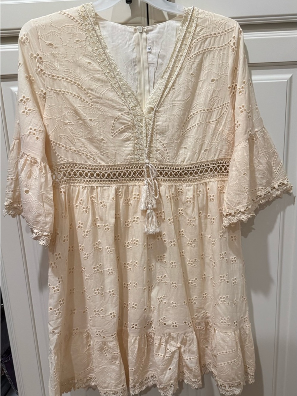 Boho Eyelet Tunic Dress in Cream